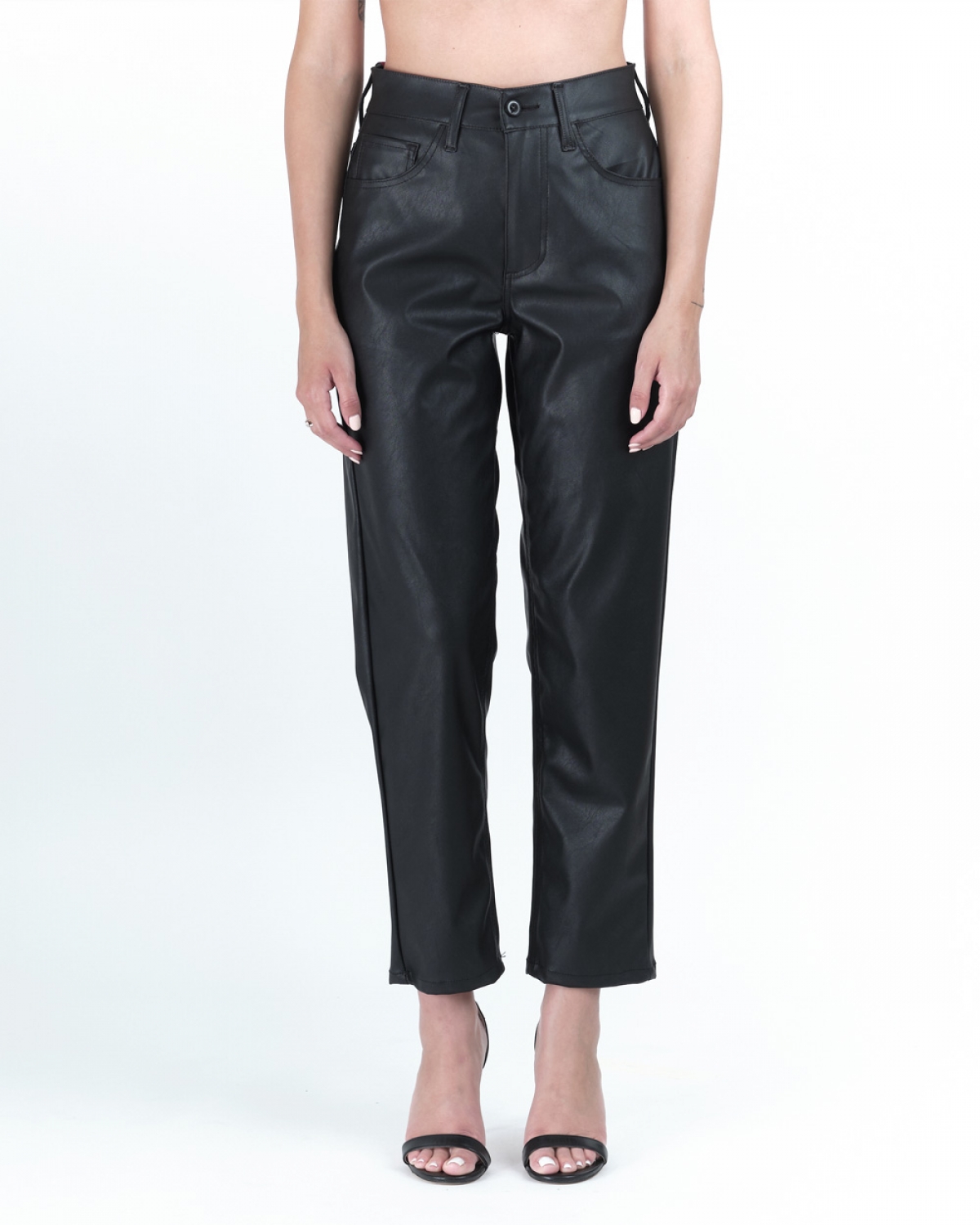 Barbara Black Faux-Leather Trouser