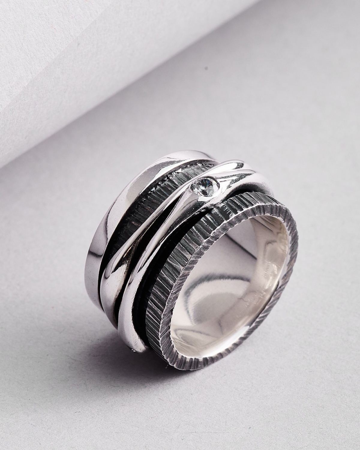 Silver White Zicronium Ring 